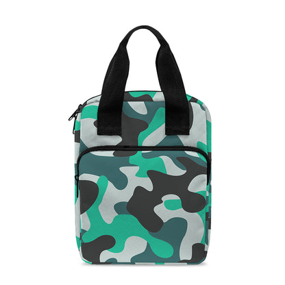 Teal And Black Camouflage Print Bible Tote Bag