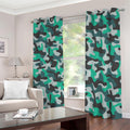 Teal And Black Camouflage Print Dimout Grommet Curtains