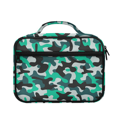 Teal And Black Camouflage Print Briefcase Bible Bag