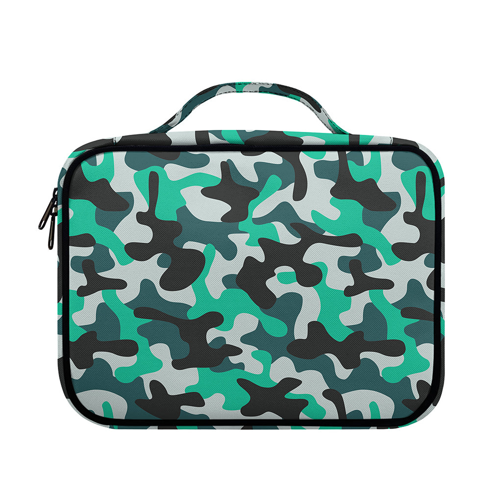 Teal And Black Camouflage Print Briefcase Bible Bag