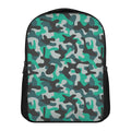Teal And Black Camouflage Print Casual Backpack