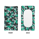 Teal And Black Camouflage Print Changing Pad Cover
