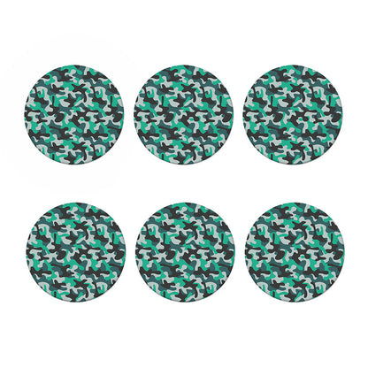 Teal And Black Camouflage Print Coaster Set