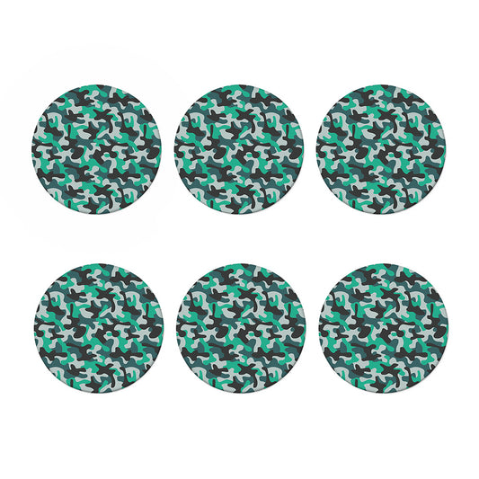 Teal And Black Camouflage Print Coaster Set