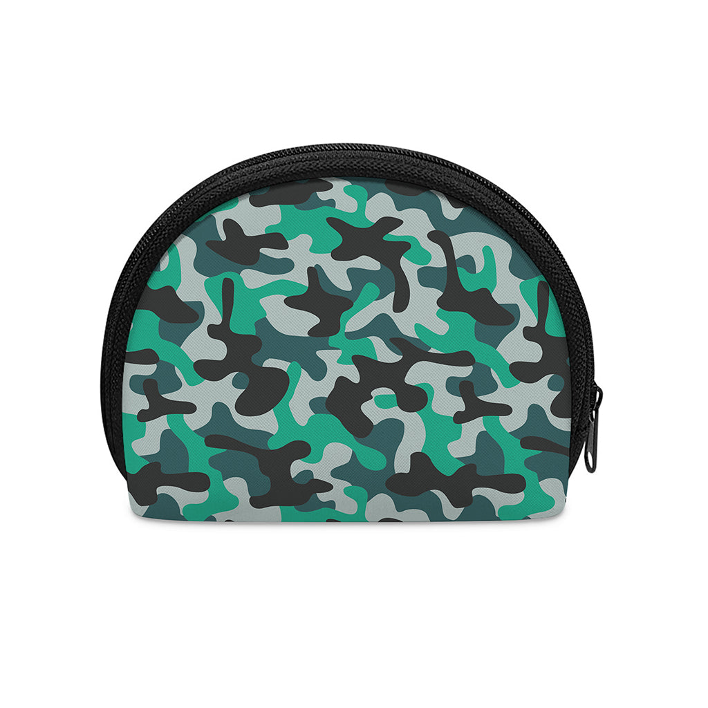 Teal And Black Camouflage Print Coin Purse