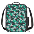 Teal And Black Camouflage Print Crossbody Lunch Bag