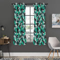Teal And Black Camouflage Print Grommet Curtain Panels