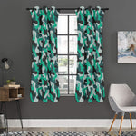 Teal And Black Camouflage Print Curtain