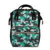 Teal And Black Camouflage Print Diaper Bag