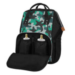 Teal And Black Camouflage Print Diaper Bag