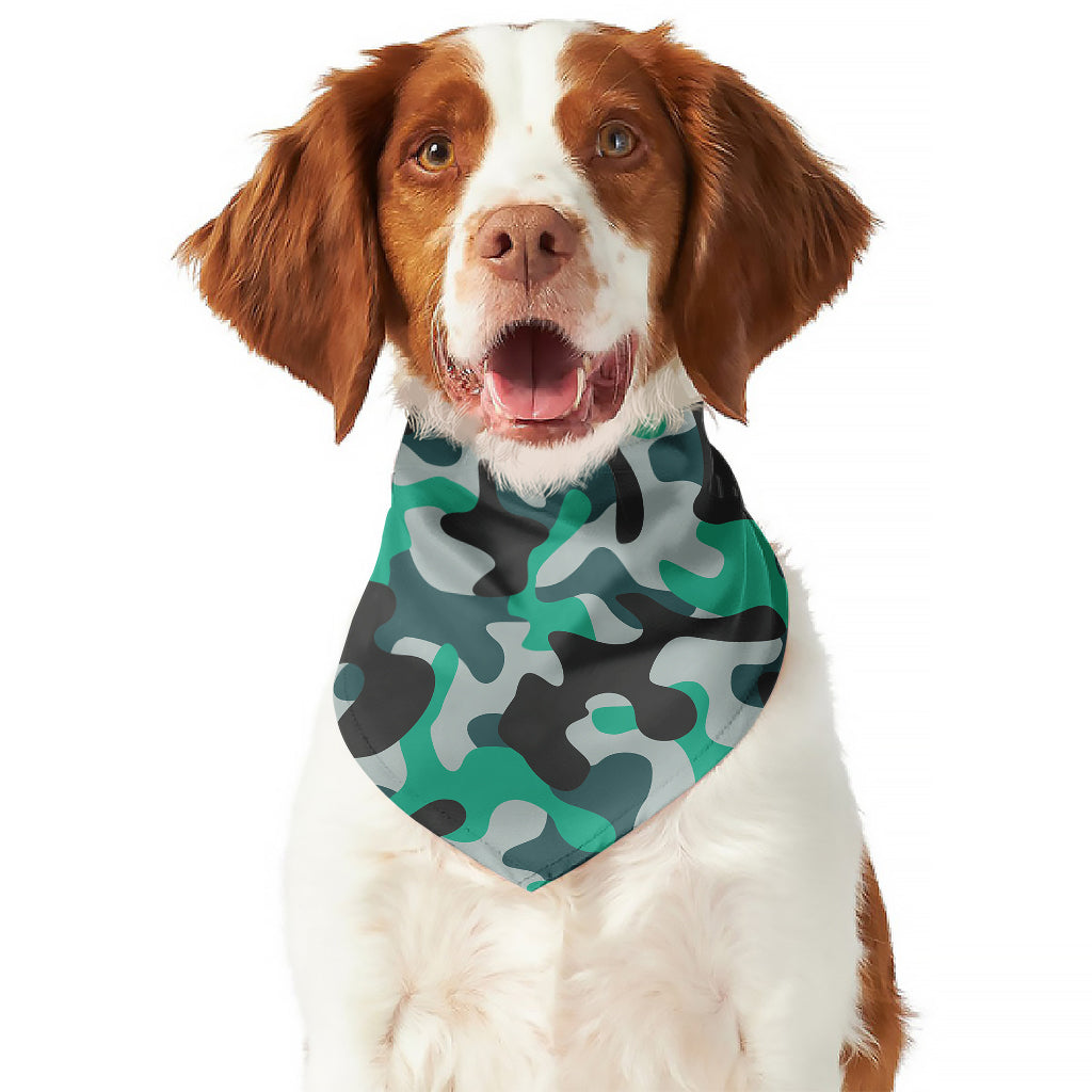 Teal And Black Camouflage Print Dog Bandana