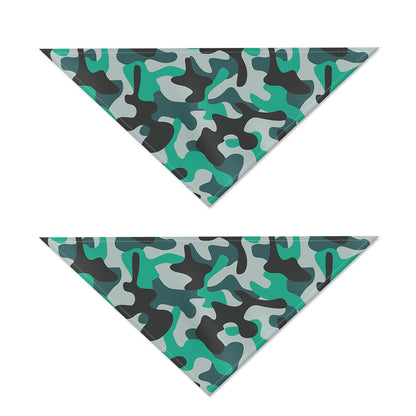 Teal And Black Camouflage Print Dog Bandana