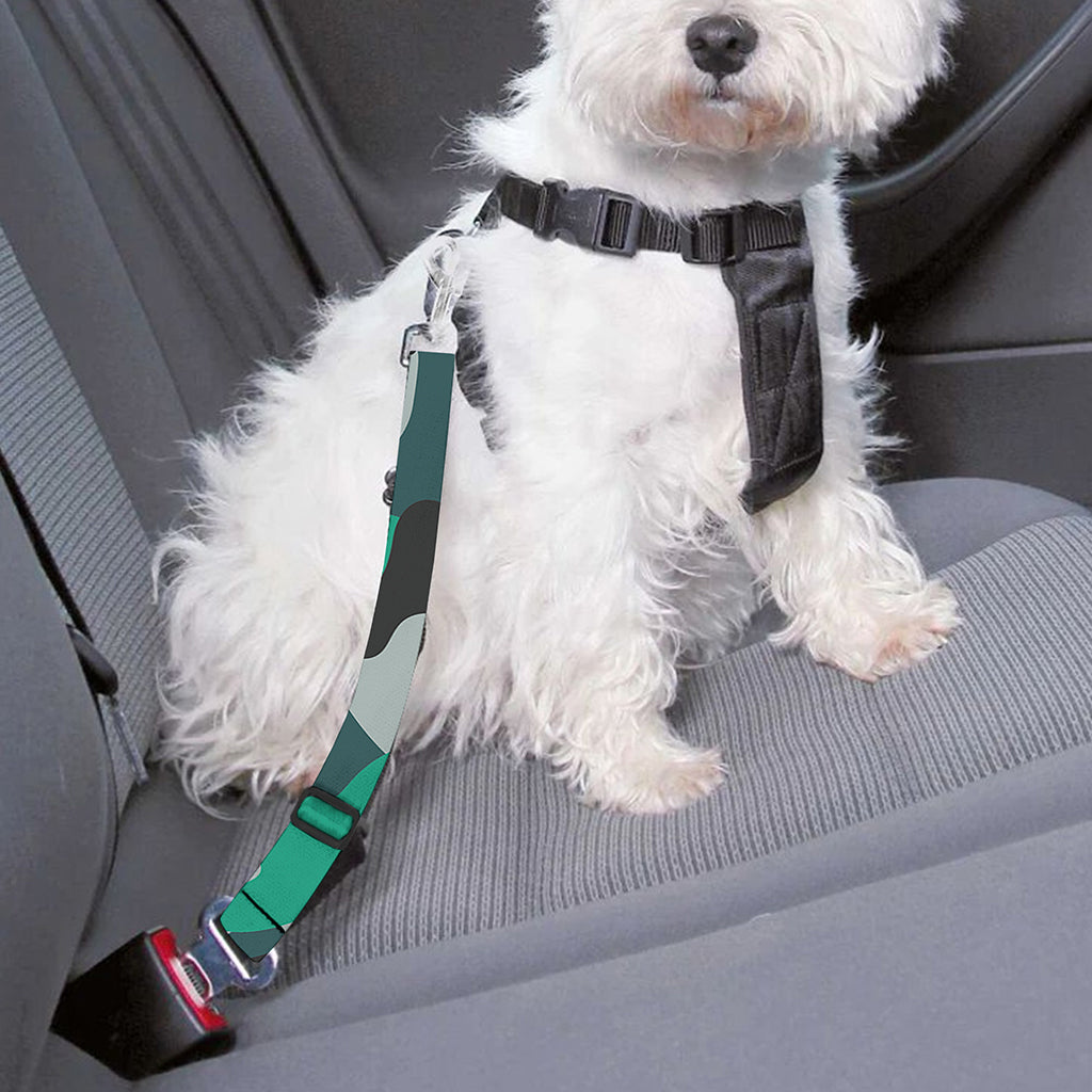 Teal And Black Camouflage Print Dog Seat Belt