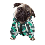 Teal And Black Camouflage Print Dog Zip Up Hoodie