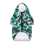 Teal And Black Camouflage Print Dog Zip Up Hoodie