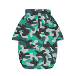 Teal And Black Camouflage Print Dog Zip Up Hoodie