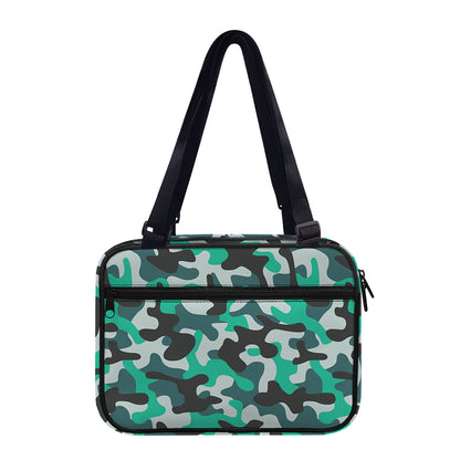 Teal And Black Camouflage Print Double Strap Bible Bag