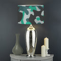 Teal And Black Camouflage Print Drum Lamp Shade
