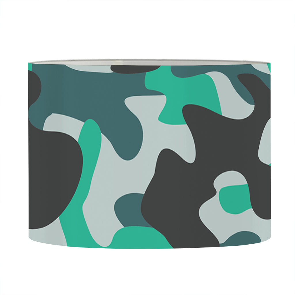 Teal And Black Camouflage Print Drum Lamp Shade
