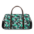 Teal And Black Camouflage Print Duffel Bag