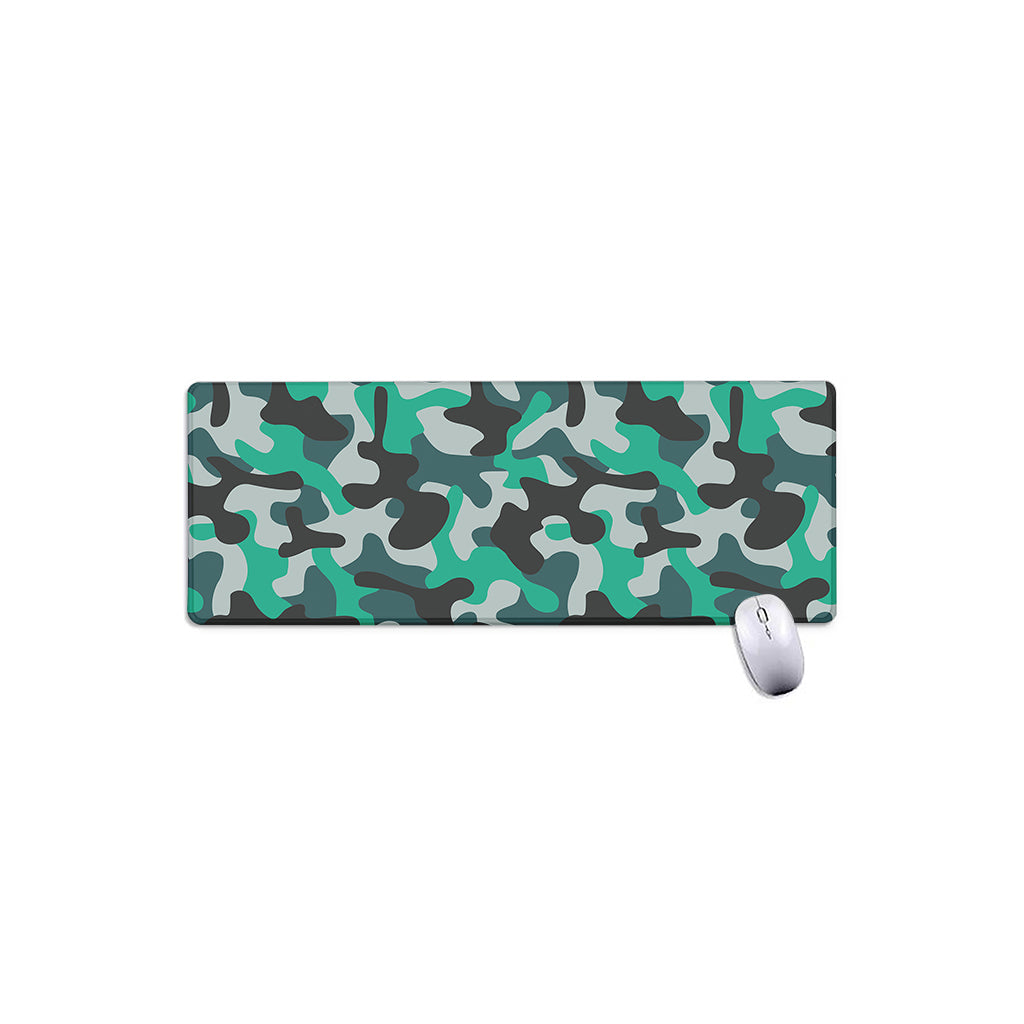 Teal And Black Camouflage Print Extended Mouse Pad