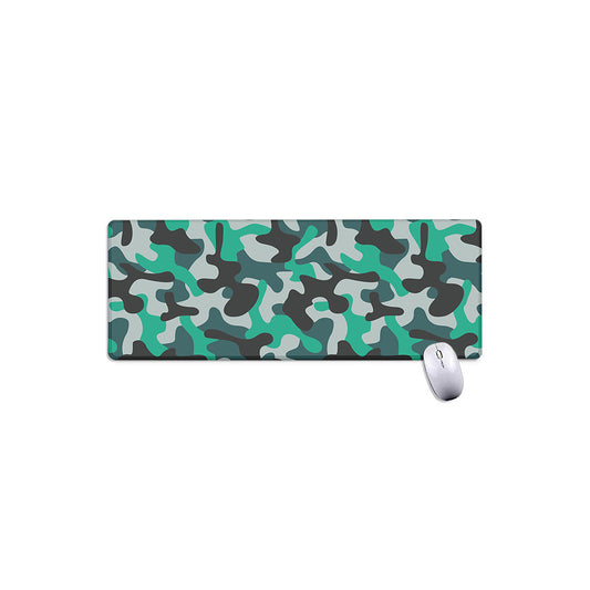 Teal And Black Camouflage Print Extended Mouse Pad