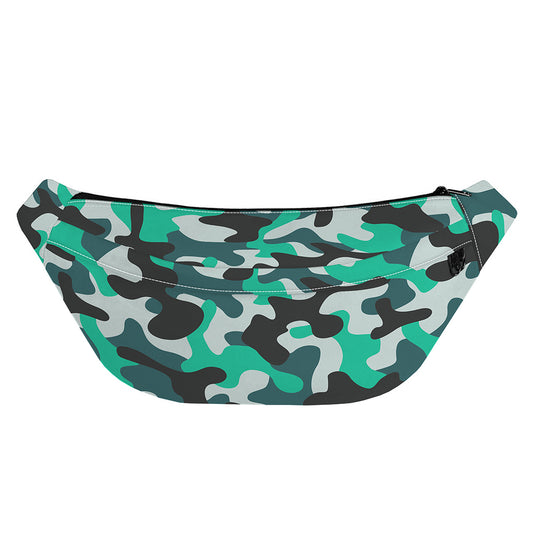 Teal And Black Camouflage Print Fanny Pack