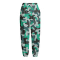 Teal And Black Camouflage Print Fleece Lined Knit Pants