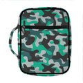 Teal And Black Camouflage Print Front Pocket Bible Bag