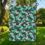 Teal And Black Camouflage Print Garden Flag