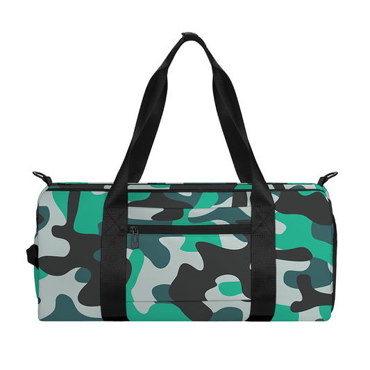 Teal And Black Camouflage Print Gym Bag