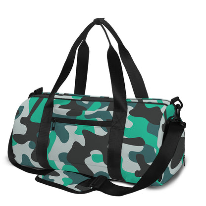 Teal And Black Camouflage Print Gym Bag