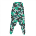 Teal And Black Camouflage Print Hammer Pants