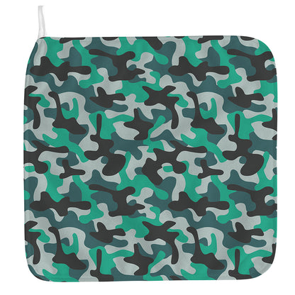 Teal And Black Camouflage Print Hand Towel