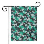 Teal And Black Camouflage Print House Flag