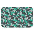 Teal And Black Camouflage Print Indoor Door Mat