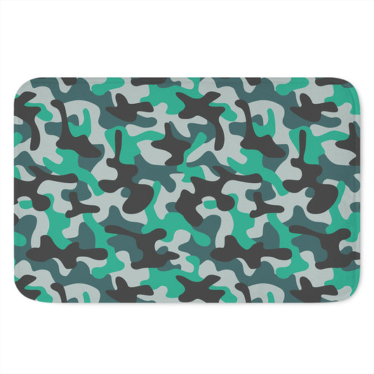 Teal And Black Camouflage Print Indoor Door Mat