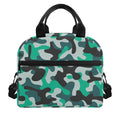 Teal And Black Camouflage Print Insulated Lunch Bag