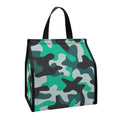 Teal And Black Camouflage Print Insulated Lunch Tote