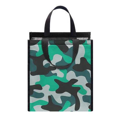 Teal And Black Camouflage Print Insulated Lunch Tote