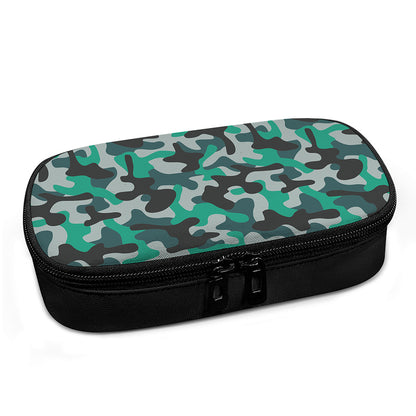 Teal And Black Camouflage Print Insulin Cooler Travel Case