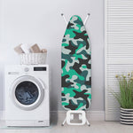 Teal And Black Camouflage Print Ironing Board Cover