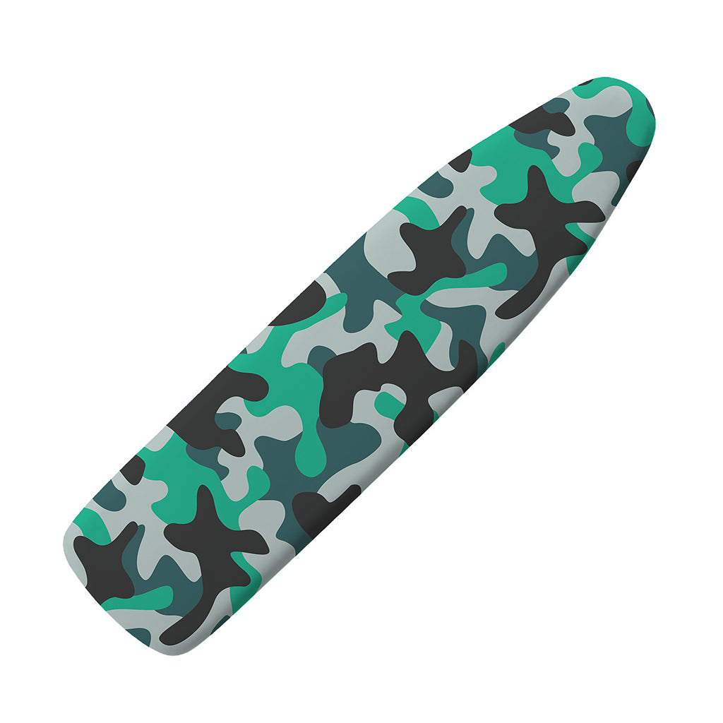 Teal And Black Camouflage Print Ironing Board Cover