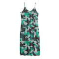 Teal And Black Camouflage Print Jersey Midi Cami Dress