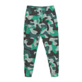 Teal And Black Camouflage Print Jogger Pants