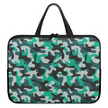 Teal And Black Camouflage Print Laptop Sleeve With Handle
