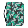 Teal And Black Camouflage Print Leather Bible Cover