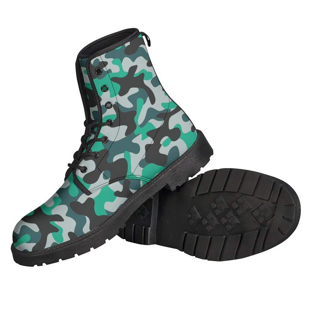 Teal And Black Camouflage Print Backpack