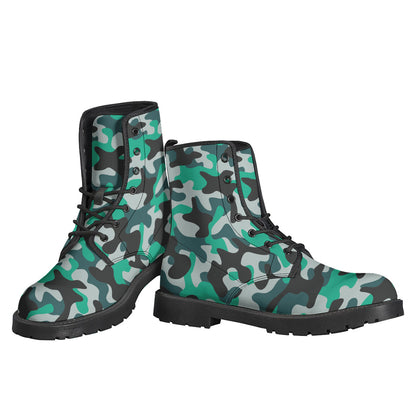 Teal And Black Camouflage Print Backpack