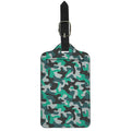 Teal And Black Camouflage Print Luggage Tag